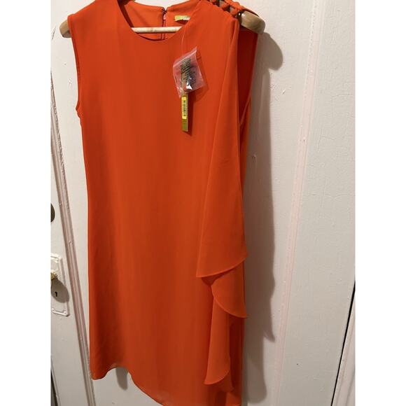 NWT Gianni Bini Orange Ruffle Side Dress | XS - Picture 2 of 5